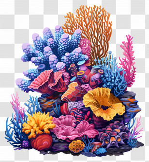 Coral Bleaching - Vibrant And Beautiful Coral Reef Transparent PNG