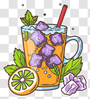 Sweet Tea - Cool Iced Tea With Lemon And Mint Garnish Transparent PNG