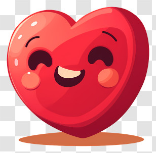 Heart Emoji - Smiling Red Heart Cartoon Illustration Transparent PNG