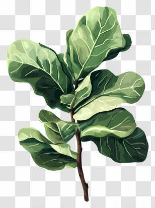 Fiddle Leaf Fig - Green Leafy Plant Illustration Transparent PNG