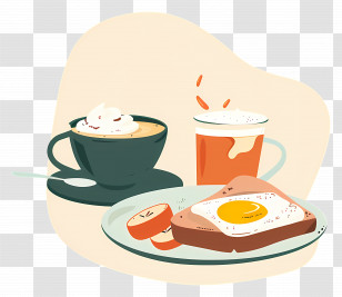 Breakfast - Breakfast With Coffee And Egg Toast Transparent PNG