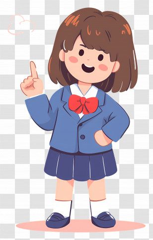 Cartoon Student - Cartoon Illustration Of Girl In School Uniform Transparent PNG