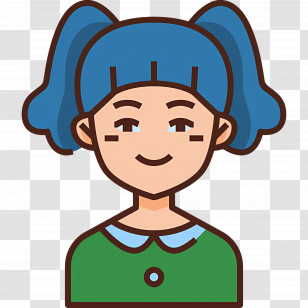 Baby Girl - Cartoon Girl With Blue Hair Transparent PNG