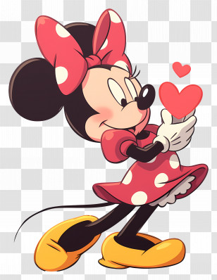 Minnie Mouse - Mouse Cartoon Holding A Red Heart Transparent PNG