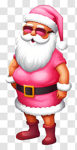 Isometric Style - Cartoon Illustration Of Santa Claus In A Pink Outfit Transparent PNG
