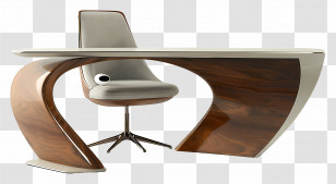 Desk - Modern Desk And Chair Furniture Design Transparent PNG