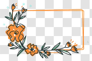 Cartoon - Hand-drawn Floral Frame Transparent PNG
