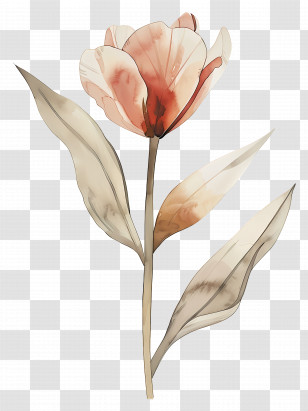 Tulip - Elegant Flower With Beige Petals Transparent PNG