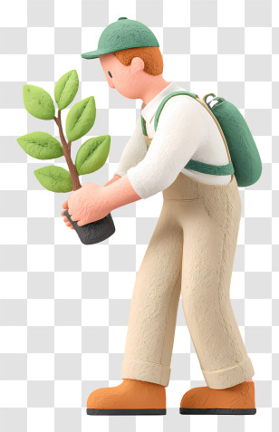Man Planting Trees For Reforestation - Gardener Holding Plant Transparent PNG
