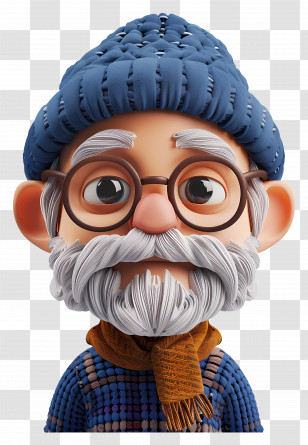 3d Old Man Avatar - Old Man With Glasses Transparent PNG
