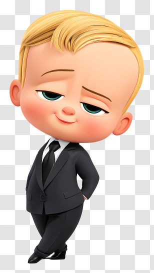Boss Baby - Chic Boss Baby In Black Suit Transparent PNG