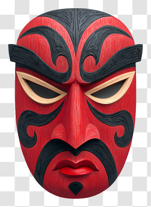 Traditional Theatrical Mask - Bold Red Traditional Mask Transparent PNG