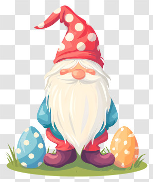 Easter Day Gnome - Festive Garden Gnome With Easter Eggs Transparent PNG