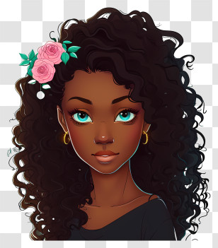 Black History Month - Digital Illustration Of Woman With Roses In Hair Transparent PNG