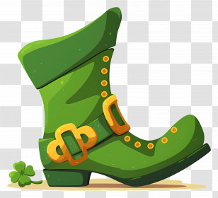Leprechaun Boot - Green Leprechaun Boot With Clover Decoration Transparent PNG
