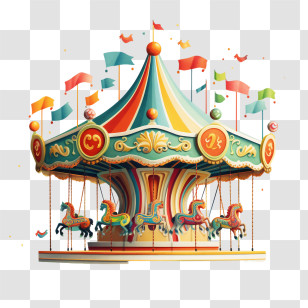 National Merry Go Round Day - Decorative Carousel Ride At The Fair Transparent PNG