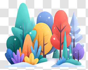 Winter Snowfall In Forest - Colorful Trees In A Forest Transparent PNG
