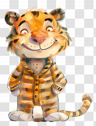 Tiger - Cartoon Tiger Wearing Pajamas Transparent PNG