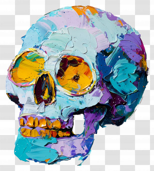 Oil Painting - Colorful Abstract Skull Painting Transparent PNG