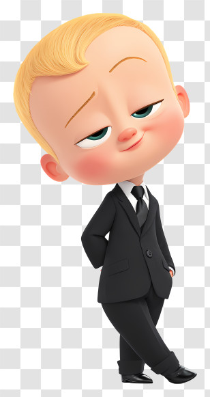 Boss Baby - Chic Boss Baby In Black Suit Transparent PNG