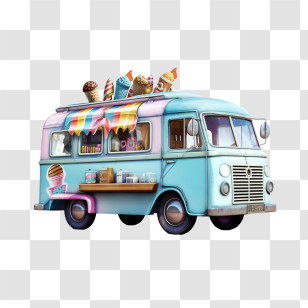 Ice Cream Truck - Colorful Ice Cream Truck Illustration Transparent PNG