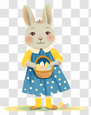 Watercolor Easter Bunny - Easter Bunny With Basket Transparent PNG