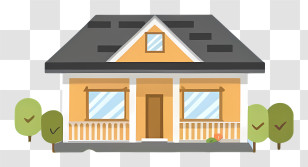 Small House - Cartoon Yellow House With Trees Illustration Transparent PNG