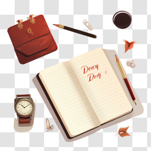 Dear Diary Day - Diary And Stationery Set Transparent PNG