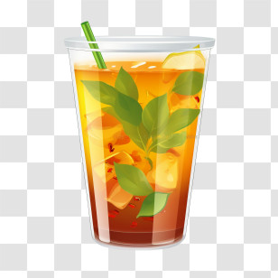 Ice Tea - Refreshing Iced Tea With Mint Leaves Transparent PNG
