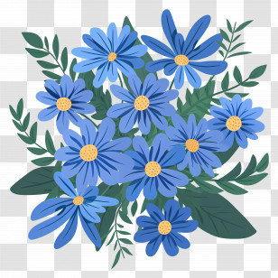 Daisy Flowers - Bright Blue Daisies Flower Arrangement Transparent PNG