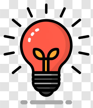Cartoon - Red Light Bulb With Plant Sprout Transparent PNG