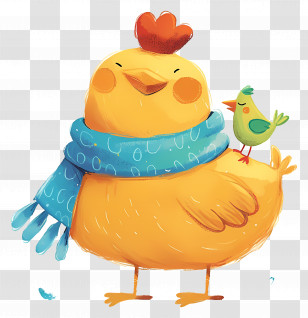 Cute Yellow Chick - Happy Chicken With Friend Transparent PNG