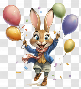 Judy Hopps - Cartoon Rabbit With Balloons Transparent PNG