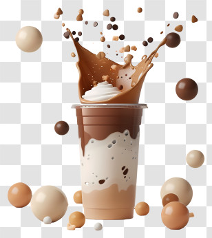Aesthetic Milk Tea - Delicious Chocolate Milkshake With Cream Transparent PNG