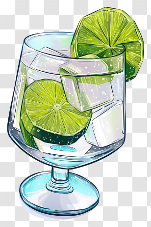 Gin Tonic Cocktail - Refreshing Glass Of Lime Drink Transparent PNG