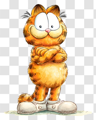 Watercolor Garfield - Orange Cartoon Cat With Shoes Transparent PNG