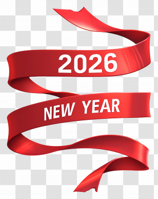 2026 Happy New Year - Red Ribbon For New Year 2026 Transparent PNG