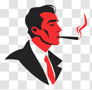 Smoking Icon - Retro Man Smoking Illustration Transparent PNG