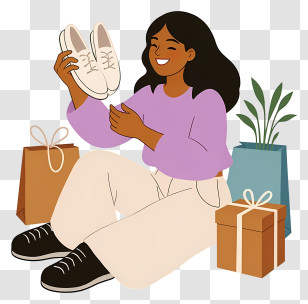 Black Friday Shopping - Woman Smiling With New Shoes Transparent PNG
