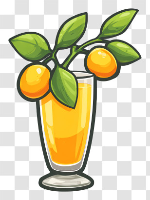 Juice Icon - Orange Juice With Branch Illustration Transparent PNG