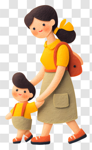 Woman Backing Her Child - Mother Walking With Child Transparent PNG