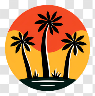 Summer Logo - Tropical Palm Trees At Sunset Transparent PNG