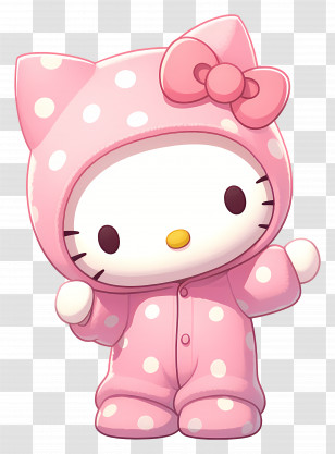 Hello Kitty In Pyjama - Hello Kitty In Pink Outfit Transparent PNG