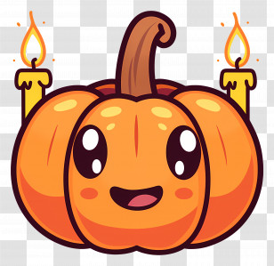 Halloween Candles - Happy Pumpkin With Lit Candles For Halloween Transparent PNG