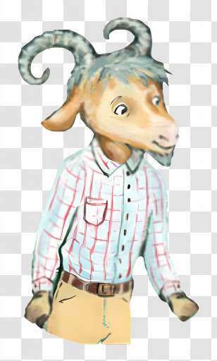 Goat - Friendly Goat In Plaid Shirt Transparent PNG