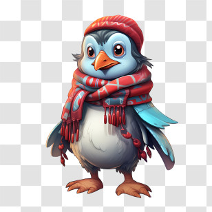 Christmas Penguin - Adorable Penguin In Winter Outfit Transparent PNG