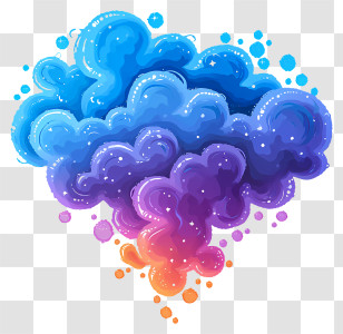 Multicolored Paints Cloud - Colorful Blue Cloud Transparent PNG