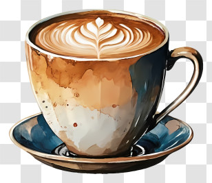 Cartoon - Artistic Latte Artwork On Coffee Cup Transparent PNG