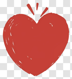 Cartoon - Red Heart With Brush Strokes Transparent PNG