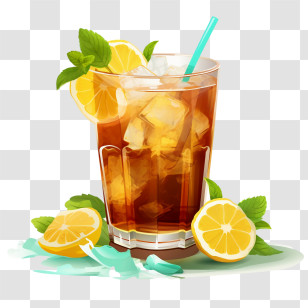 Ice Tea
 - Refreshing Iced Tea Glass With Lemon And Mint Transparent PNG